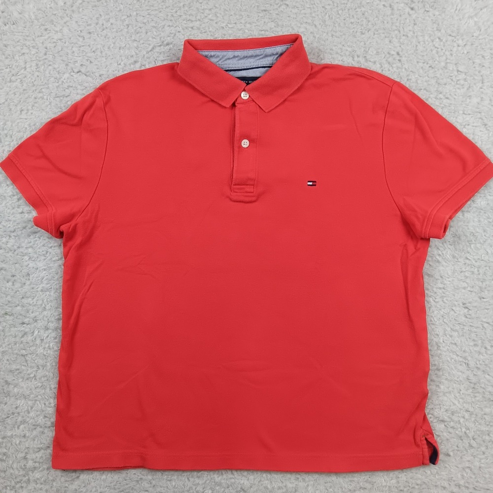 Tommy Hilfiger Polo Shirt‎ Mens Small Red Custom Fit Short Sleeve Cotton